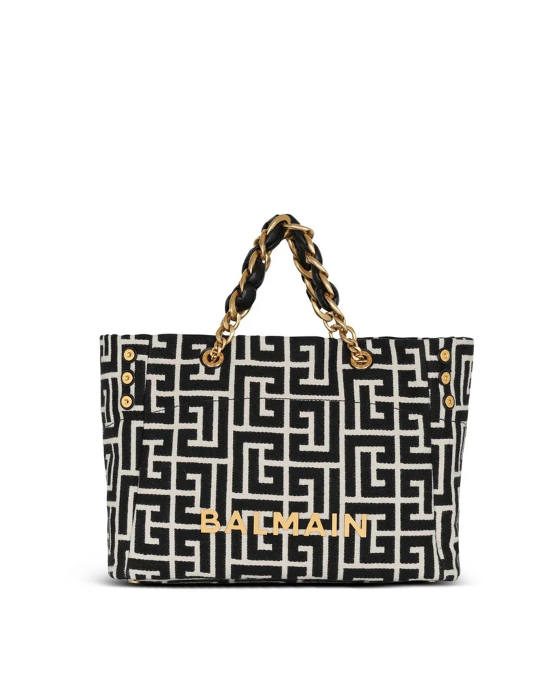 1945 Soft Pb-Monogrammed Jacquard Canvas Tote Bag