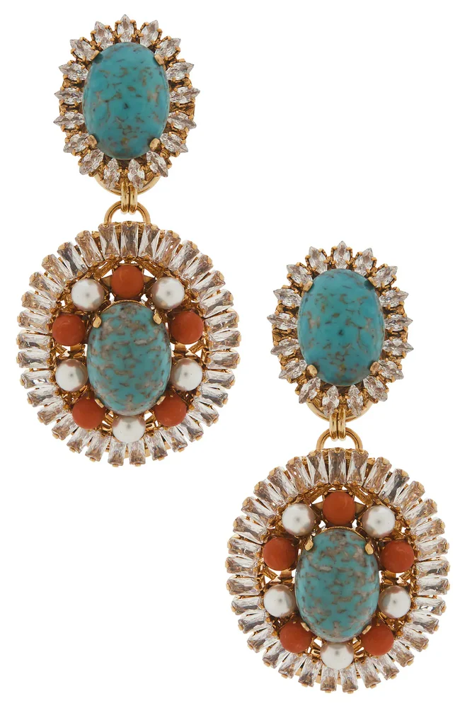 Oval Disc Chandelier Earrings