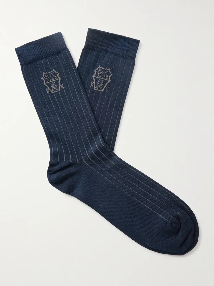 Logo-Jacquard Cotton Socks