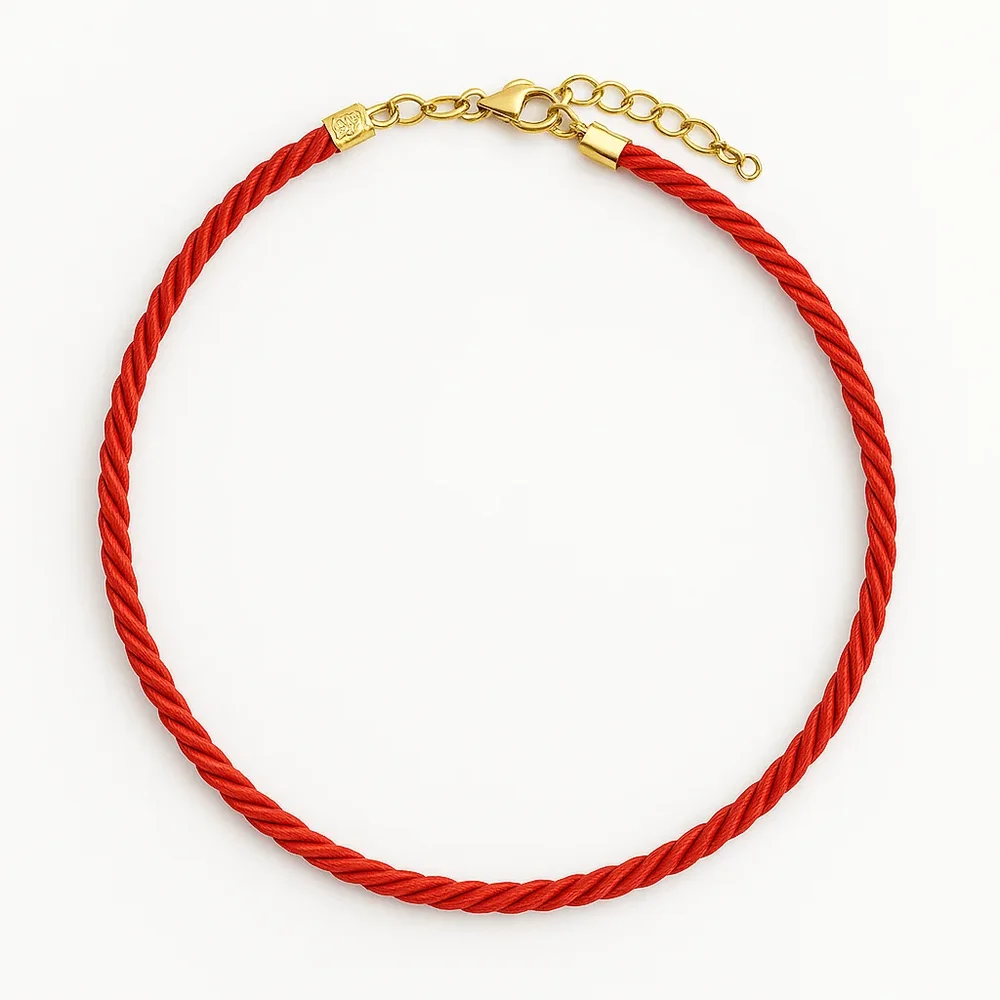 Red Silk Cord Braided Necklace