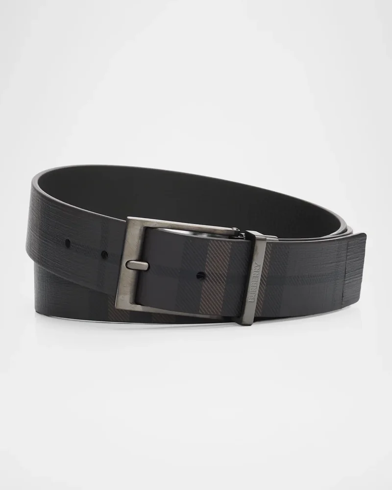 Louis Reversible Check Leather Belt