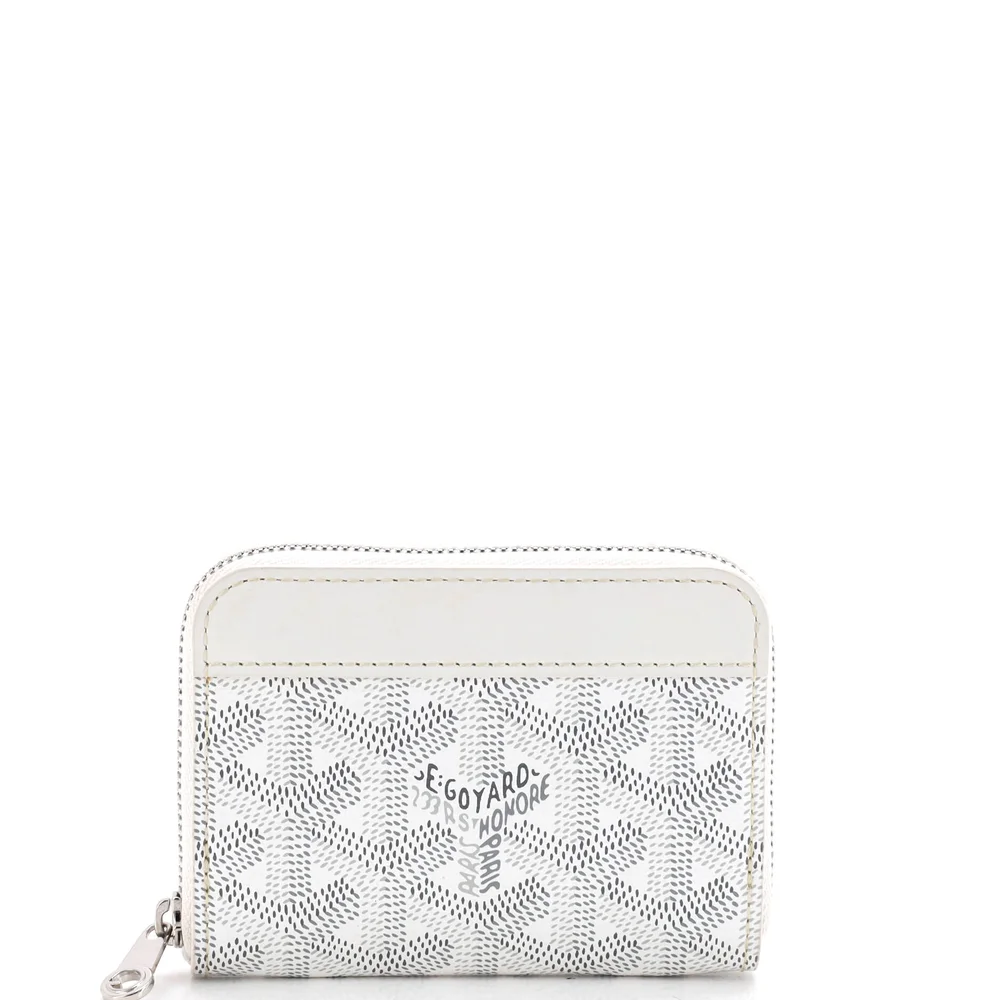 Pre-Owned Matignon Zip Wallet Coated Canvas With Leather PM, White