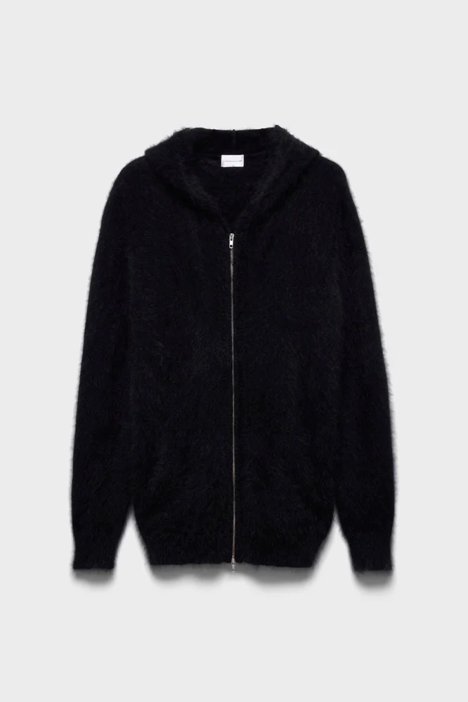 FUZZY ZIP HOODIE in Alpaca Blend Sable