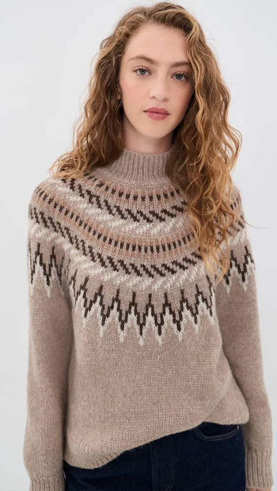 Fair Isle Mock Neck Pullover