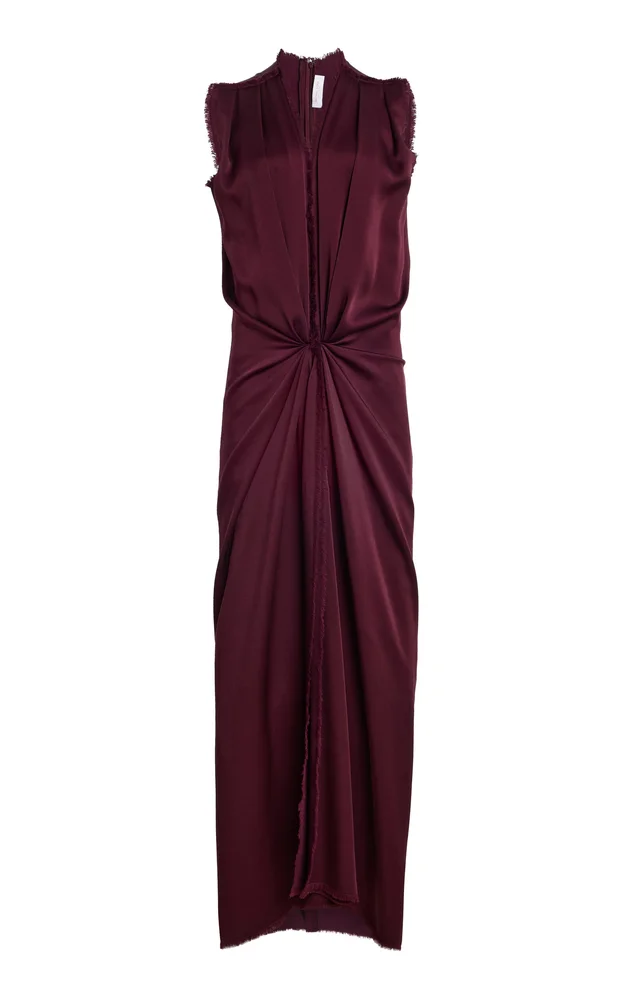Draped Satin Charmeuse Column Gown