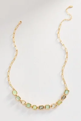 Mixed Crystal Paperclip Chain Necklace