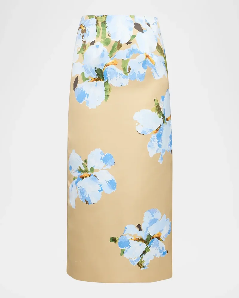 Watercolor Iris Midi Skirt