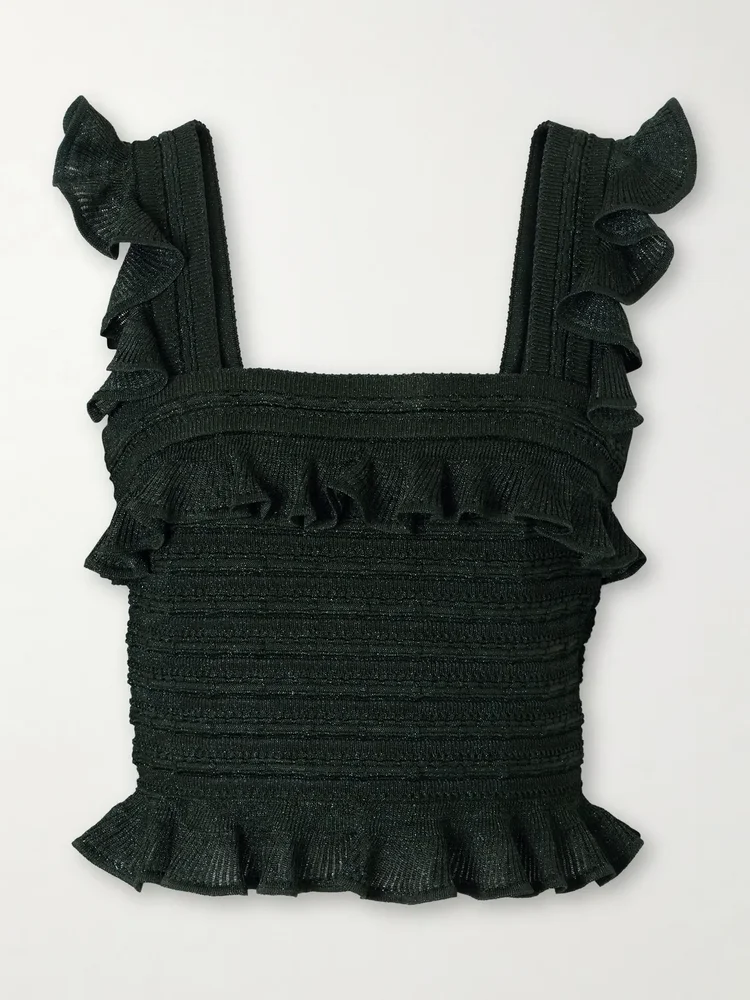 Ruffled metallic knitted tank