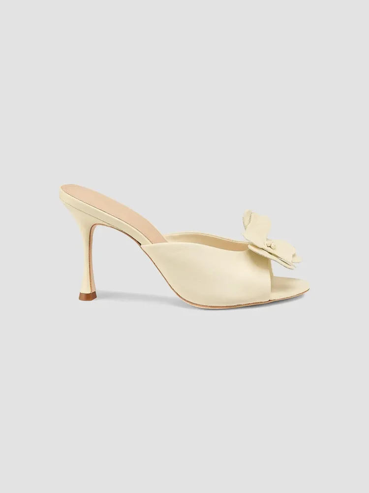 90MM Floral Appliqué Leather Mules