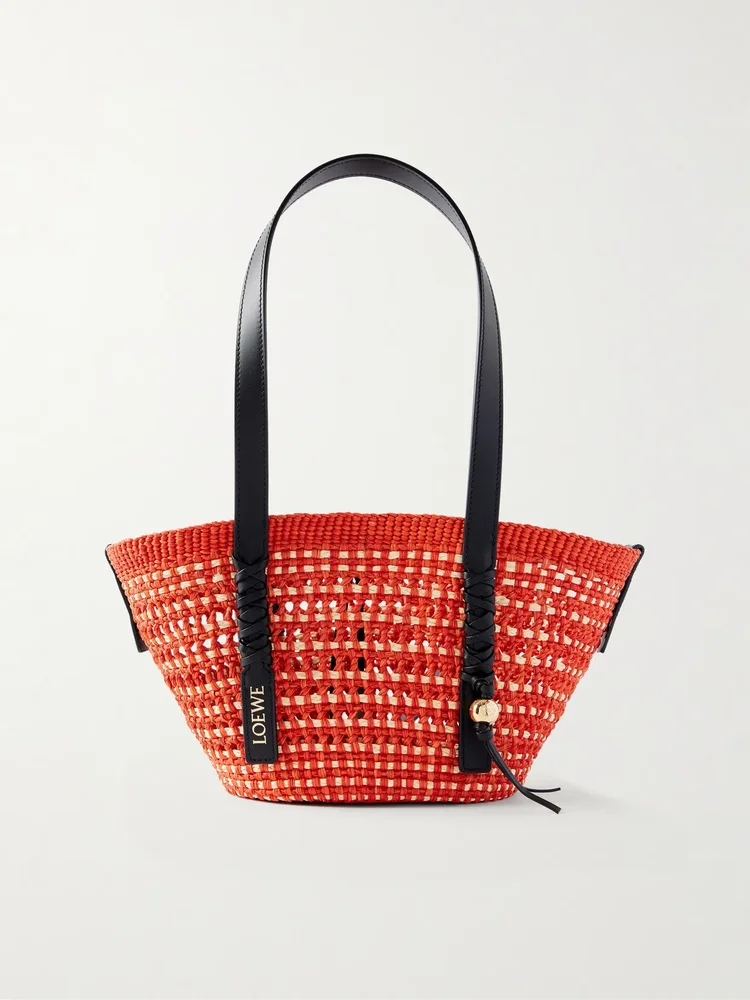 Paula's Ibiza Braid Basket small leather-trimmed raffia shoulder bag