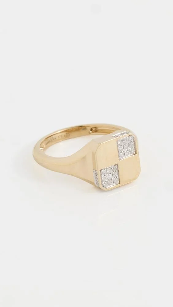 Baby Checkerboard Signet Pinkie Ring