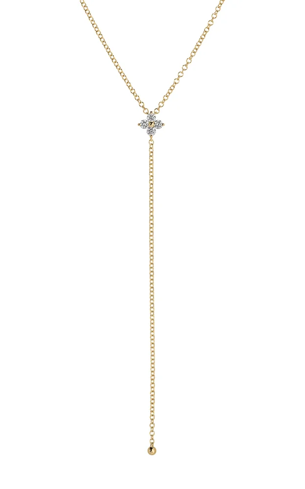 Fleur 14K Yellow Gold Diamond Lariat Necklace