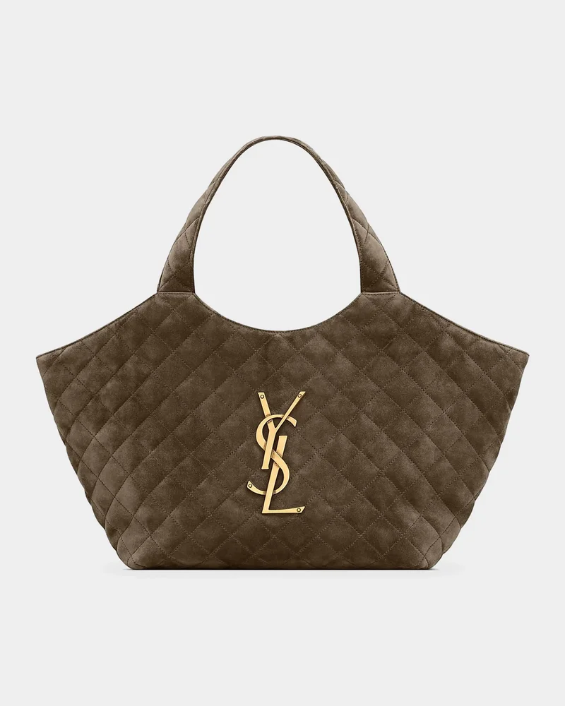 Icare Medium Quilted Suede Tote Bag