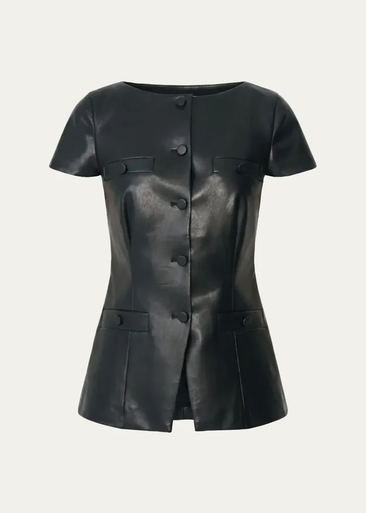 Ilya Bateau-Neck Vegan Leather Vest