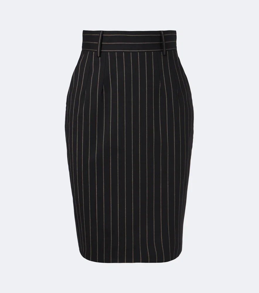 Pinstriped wool pencil skirt