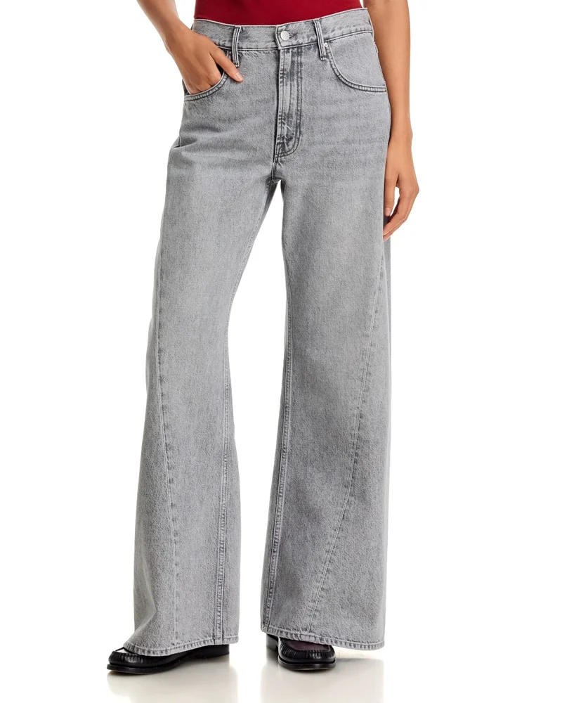 The Lemon Twist Sneak High Rise Wide Leg Jeans in Rocky Road