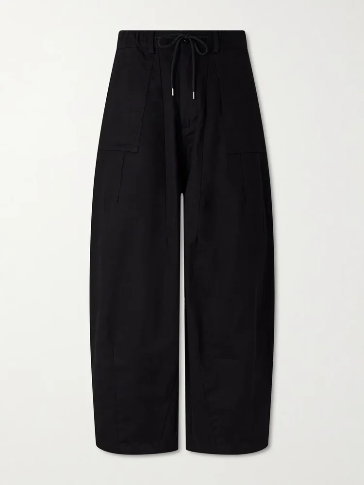 Wide-Leg Cotton-Twill Trousers