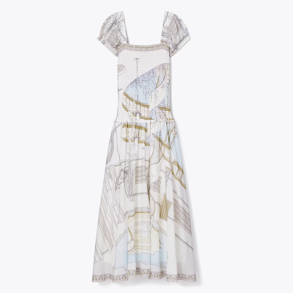 Printed Smocked Dress