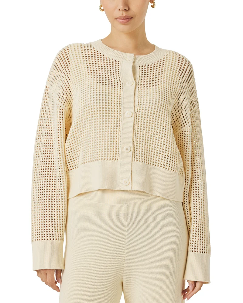 Milano-stitch cinched-waist cardigan