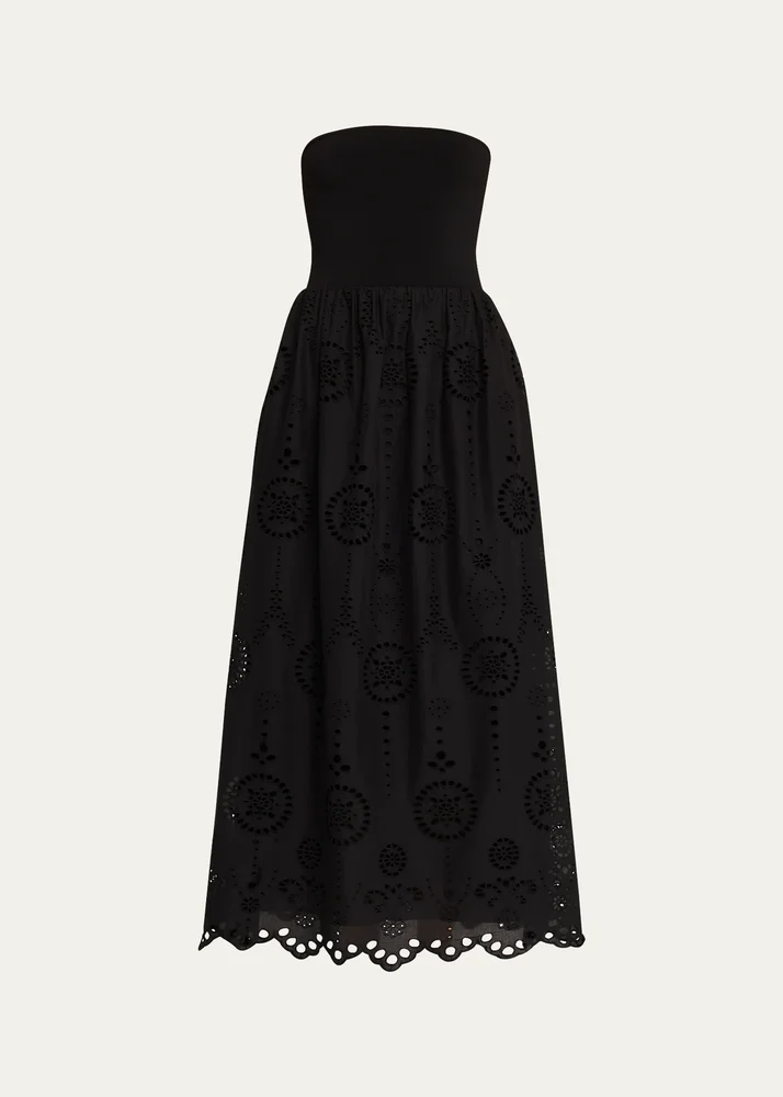 Strapless Knit Broderie Dress