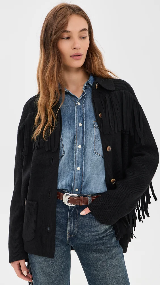 The Western Fringe Sweater Jacket