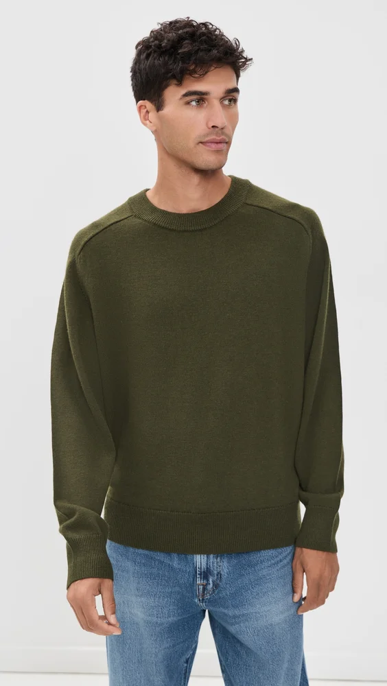 Crewneck Boxy Sweater In Merino Wool