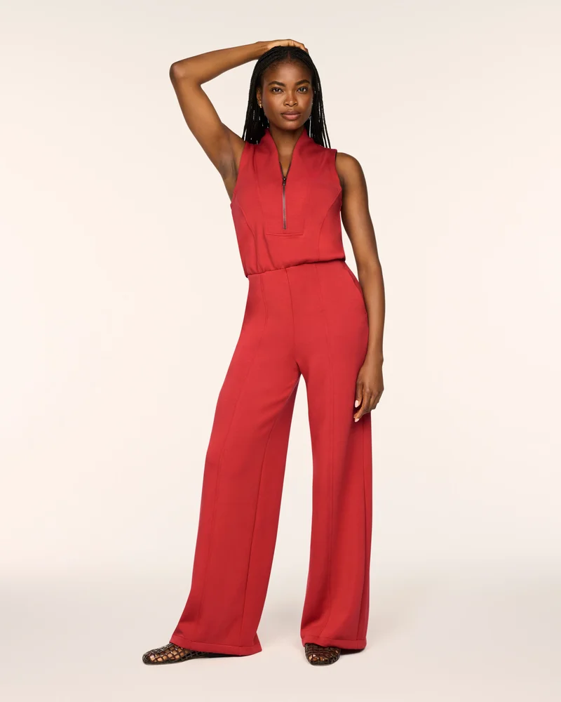 Spanx Air Essentials Shawl Collar Half Zip Jumpsuit