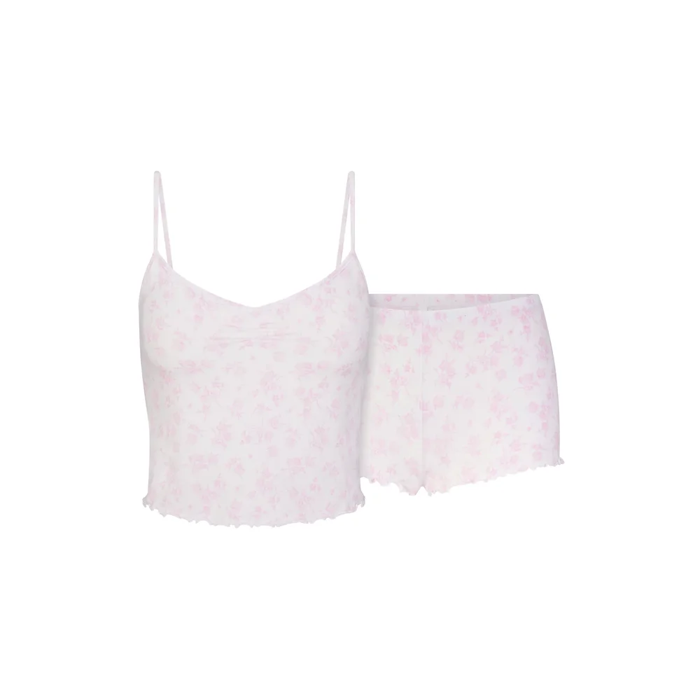 Skims Sleep Cami Set in Snow Delicate Floral Print