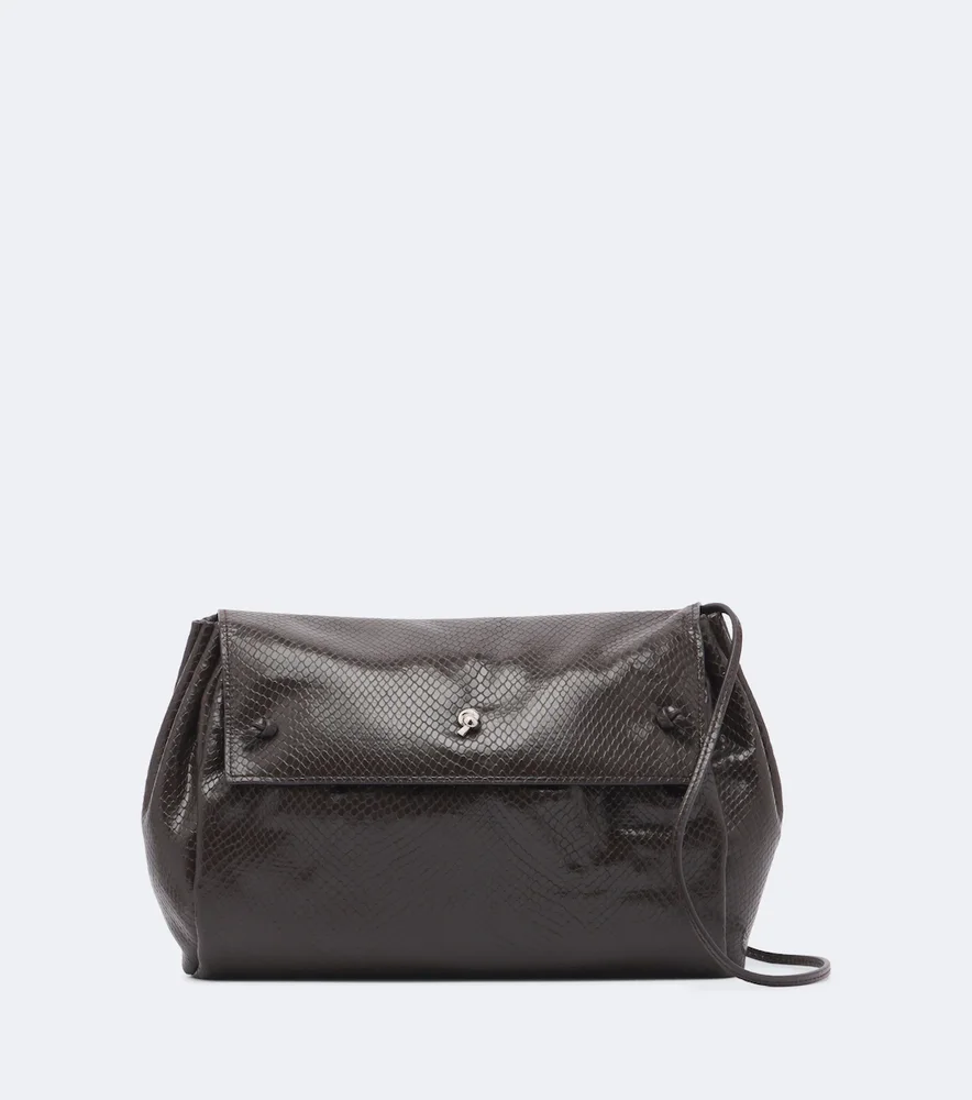 Cy snake-effect leather clutch