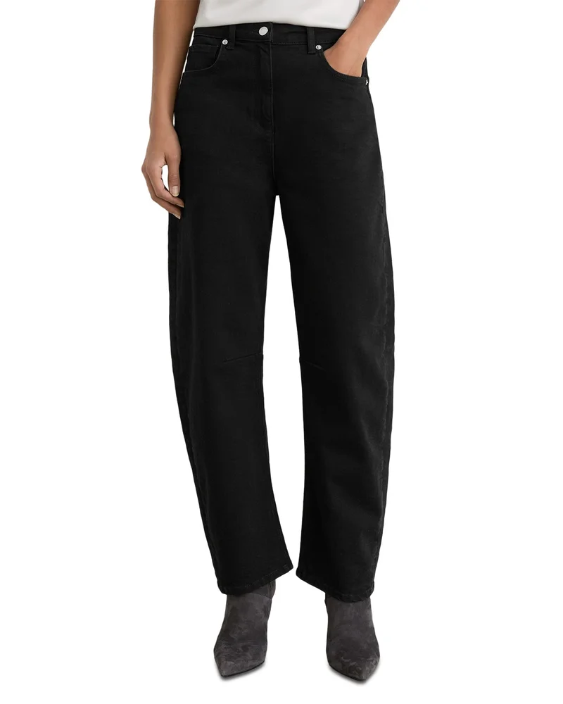 Levitt High Rise Cropped Barrel Jeans in Black