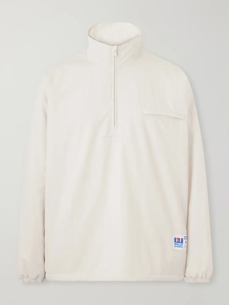 Appliquéd Fleece-Lined Shell Half-Zip Jacket