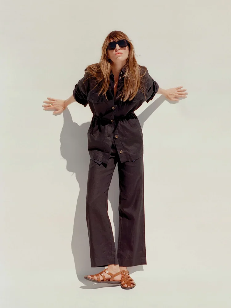 Sun Strider Linen Utility Jacket - Black