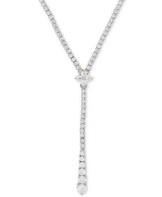 Cubic Zirconia 17" Lariat Necklace in Sterling Silver
