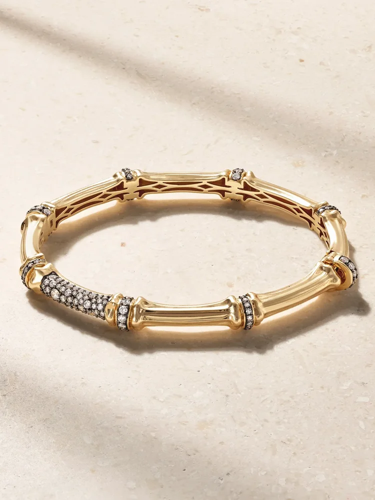 Sciura 14-karat gold rhodium-plated diamond bangle