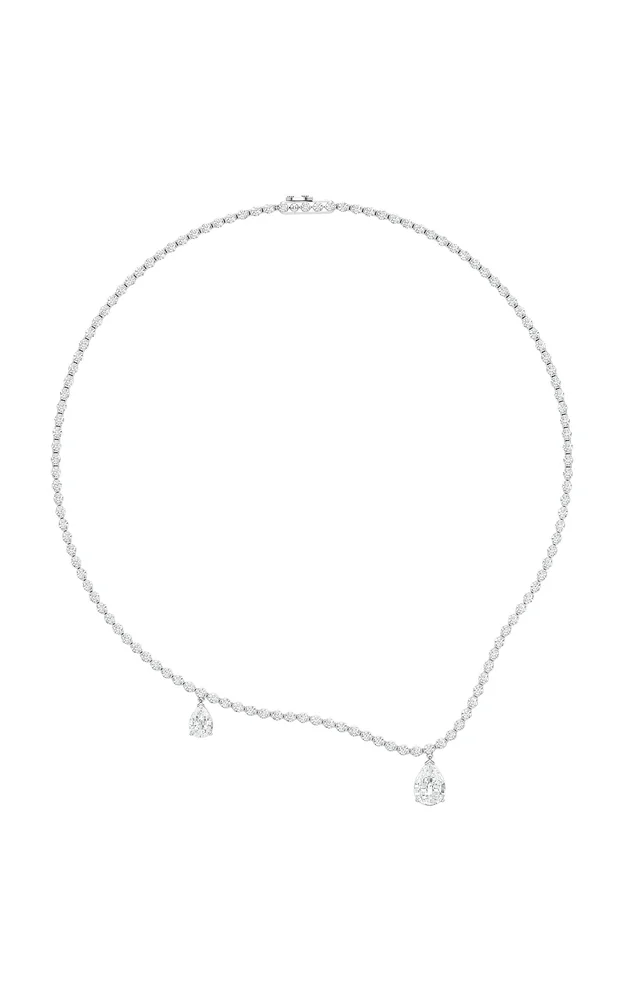 Tear 18K White Gold Diamond Curve Necklace