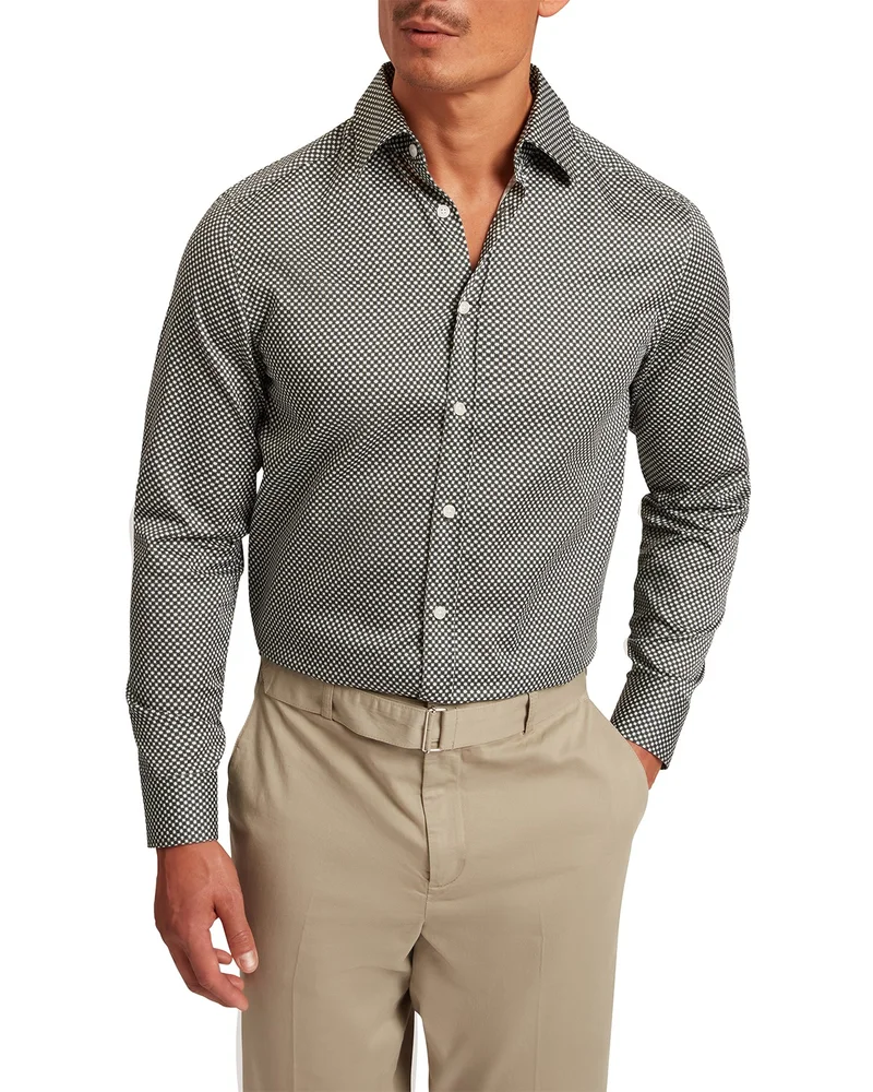 Jozef Slim Fit Mini Geo Print Cotton Shirt