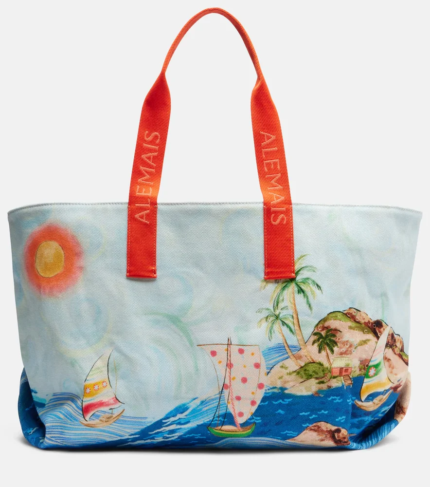 Printed cotton canvas tote bag