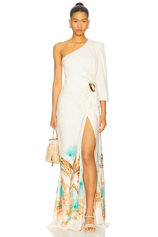Bananeira Tropical One Shoulder Maxi Dress