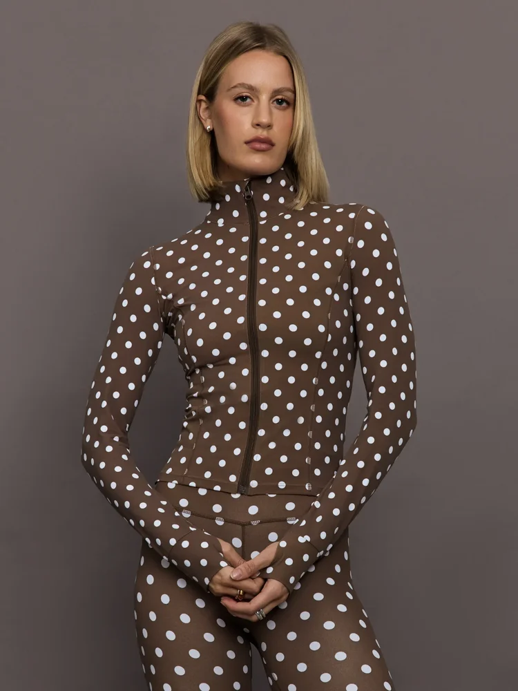 Full Zip Active Jacket in Melt - Carafe/White Polka Dot