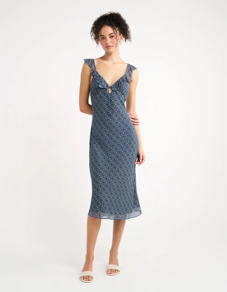 Butterfly Midi Dress in Mediterranean Tile | Women's Vacation Dresses