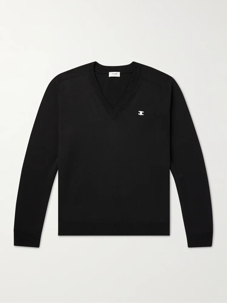 CELINE Logo-Embroidered Wool Sweater