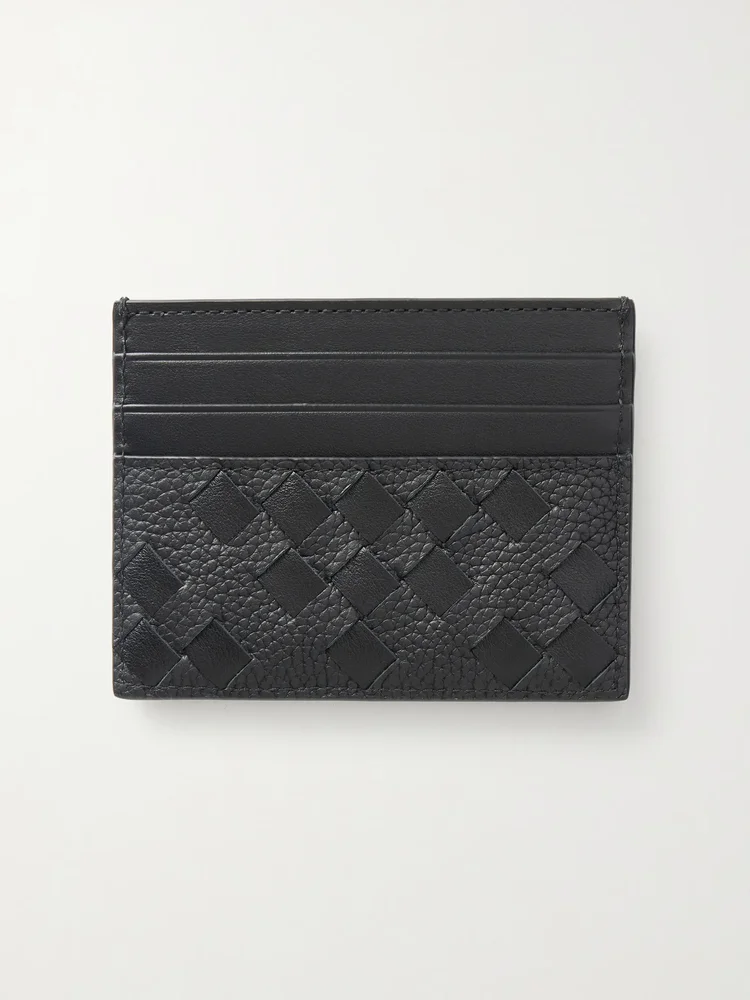 Diamonds Dover Intrecciato Leather Cardholder, Black