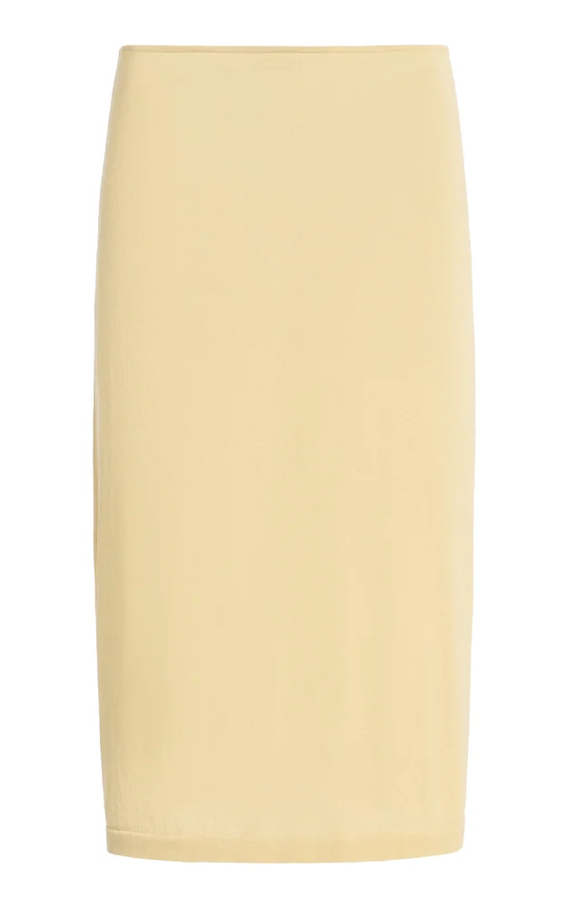 Cotton-Blend Sheer Knit Midi Skirt