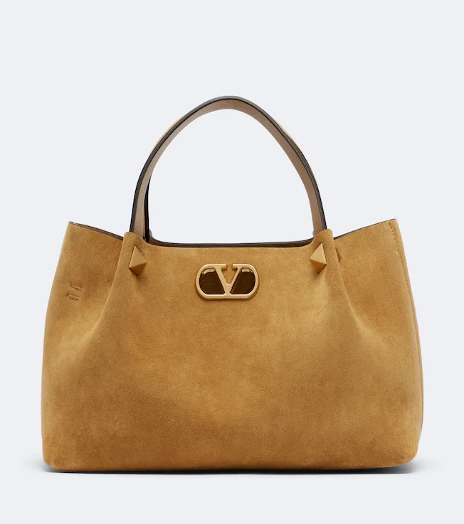VLogo Signature Small suede top-handle bag
