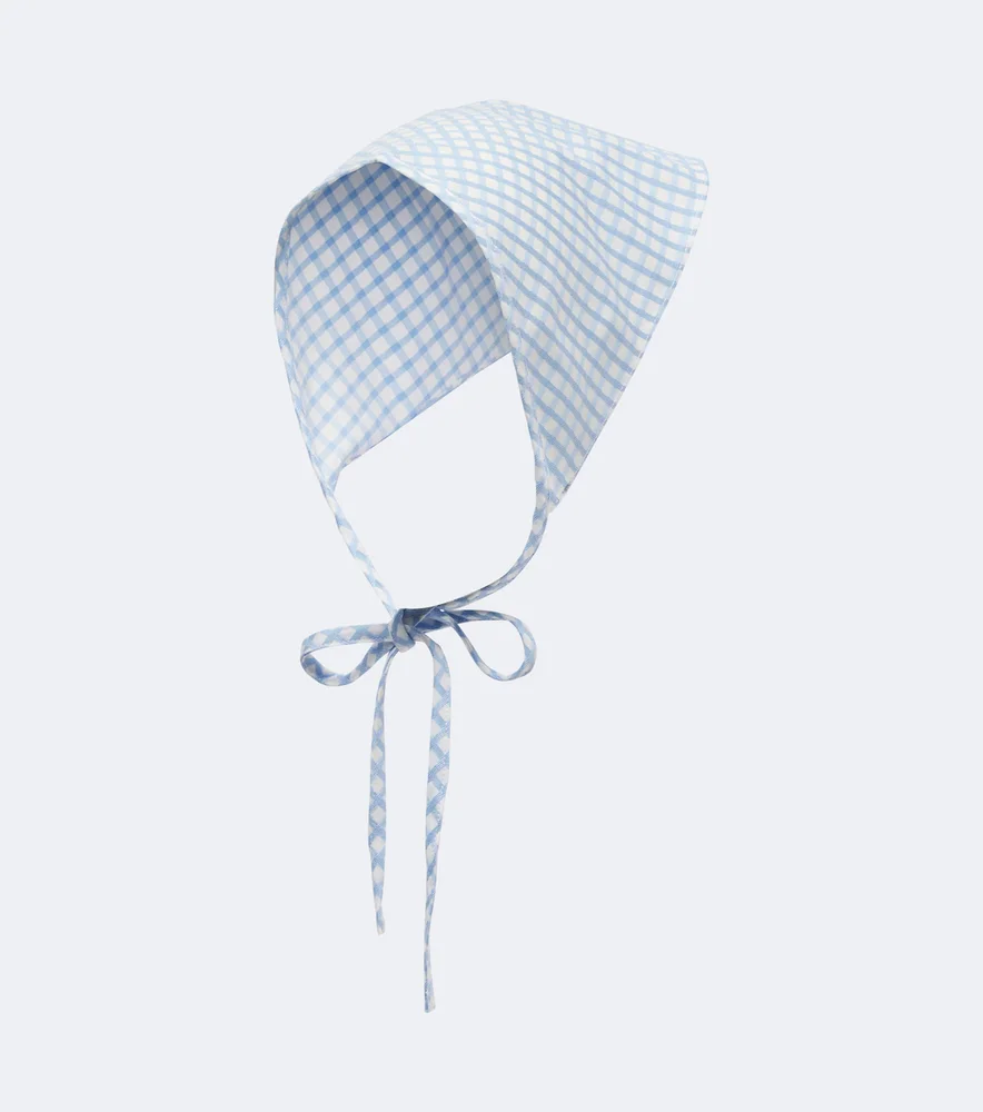 Lila checked cotton head scarf