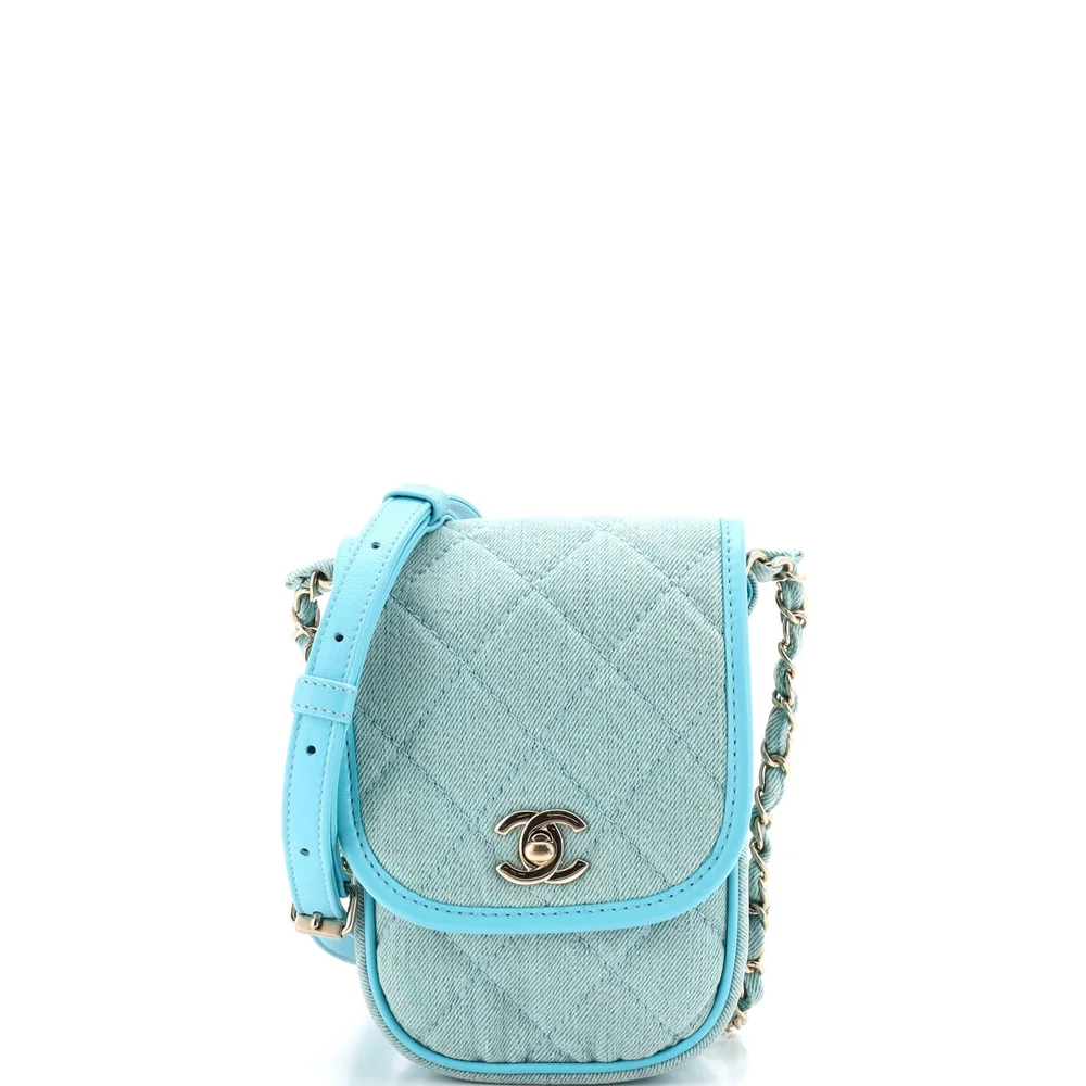 Pre-Owned Chanel Flap Clutch with Chain Quilted Denim Mini