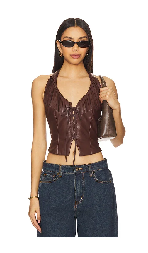 Kay Faux Leather Top superdown