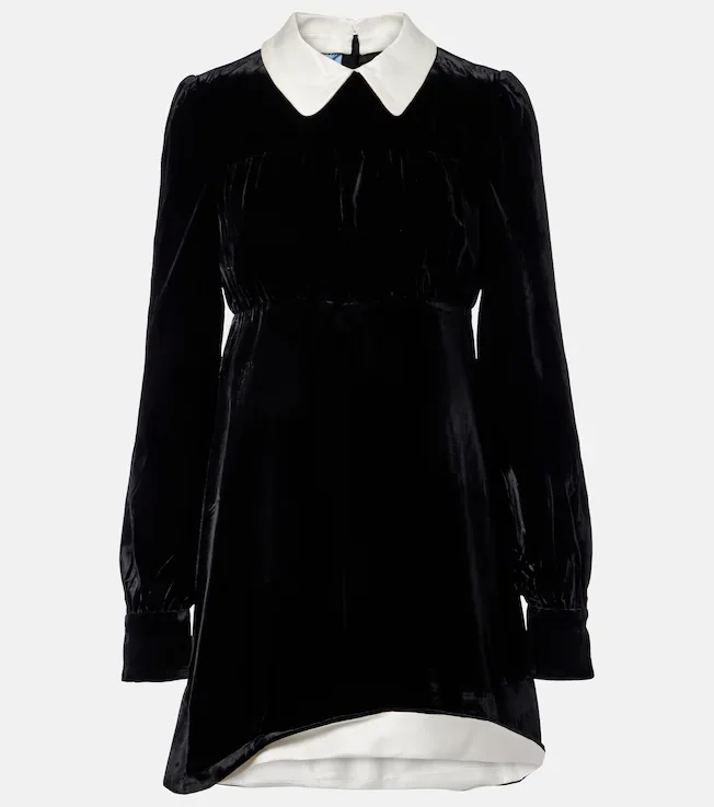 Asymmetric velvet minidress