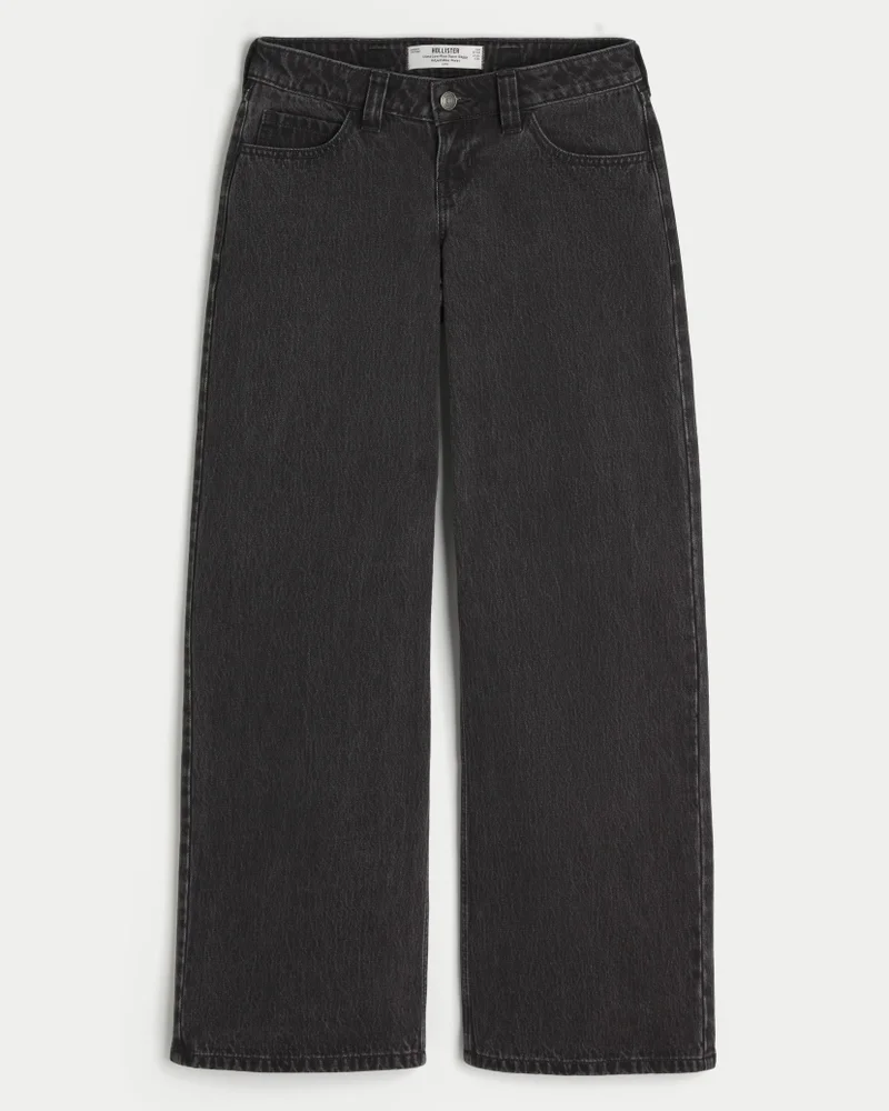 Andi Adjustable Waist Ultra Low-Rise Super Baggy Jeans (washed black)