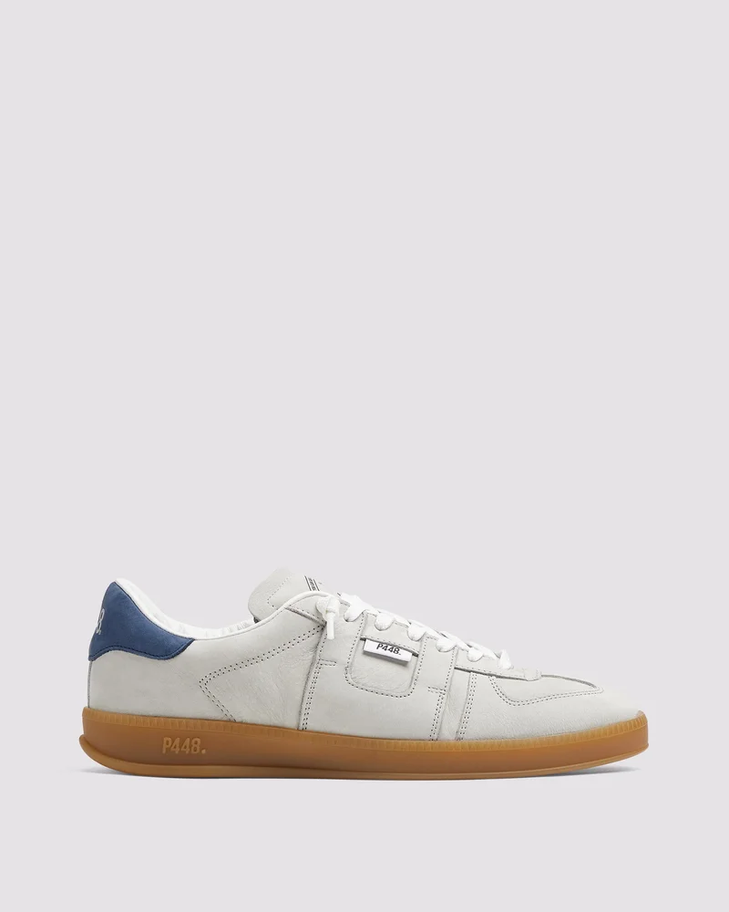 Monza Low-Top Leather Sneaker in Grey Navy